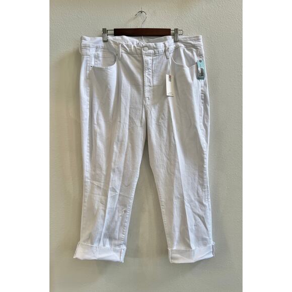Good American Plus White High Rise Ankle High Raw Hem Straight Leg Jeans 22W - Picture 11 of 14